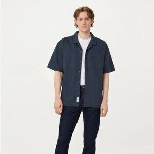 🌙 Frank and Oak Pocket Camp Collar Shirt – Midnight Navy, Men’s Medium (NWT)